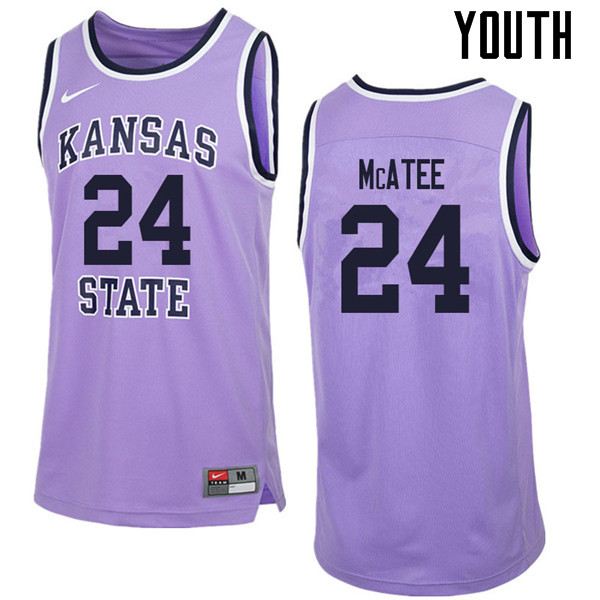 Youth #24 Pierson McAtee Kansas State Wildcats College Retro Basketball Jerseys Sale-Purple
